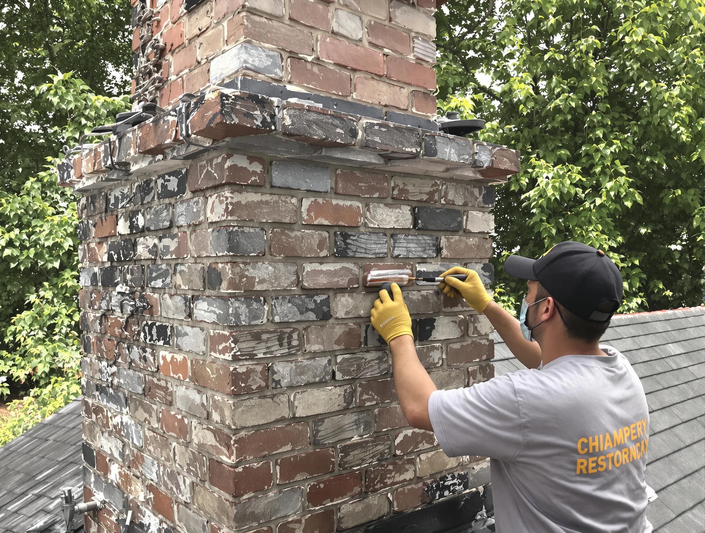 In-progress chimney restoration by Gresham Park Chimney Sweep in Gresham Park, GA