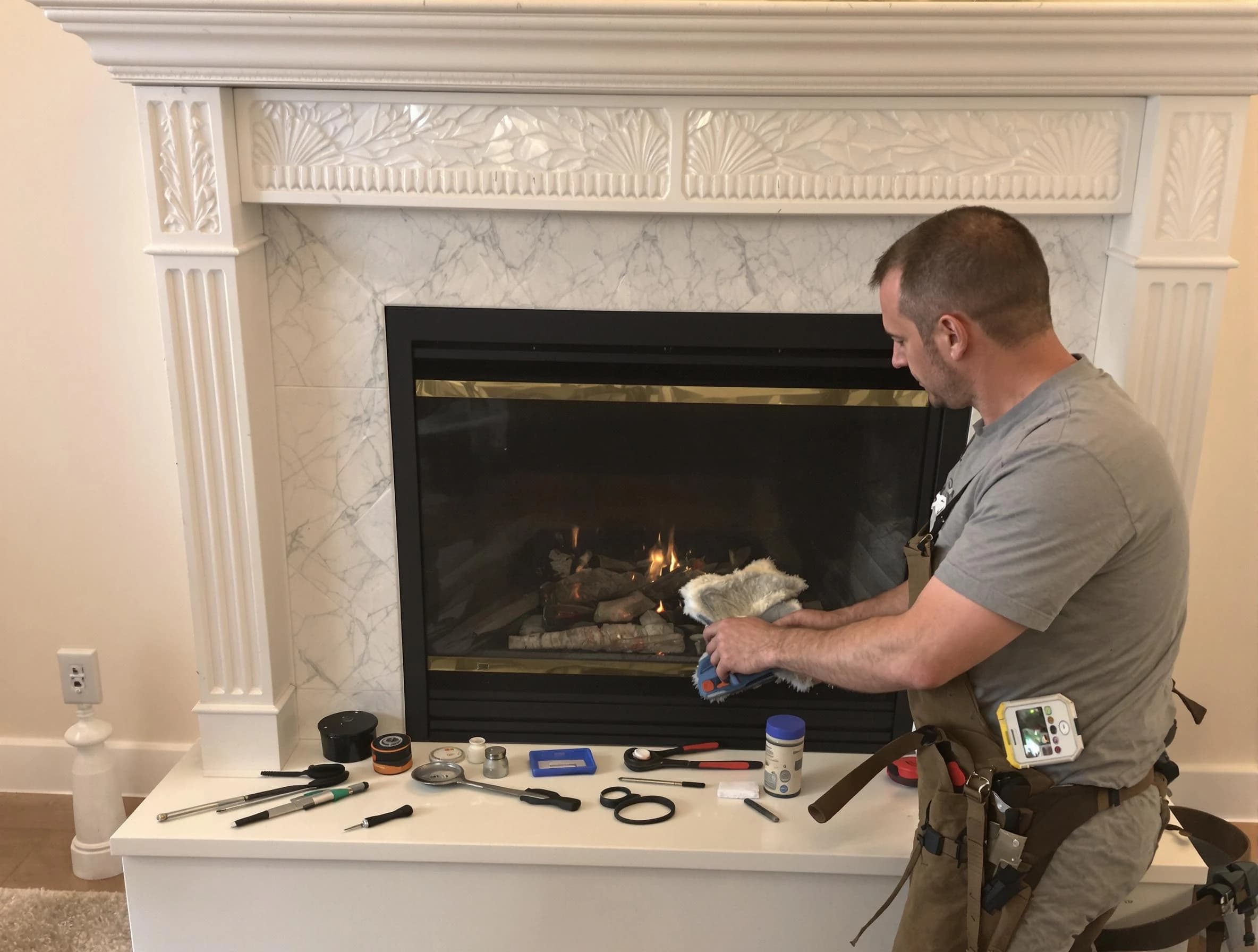 Gresham Park Chimney Sweep performing fireplace maintenance in Gresham Park, GA
