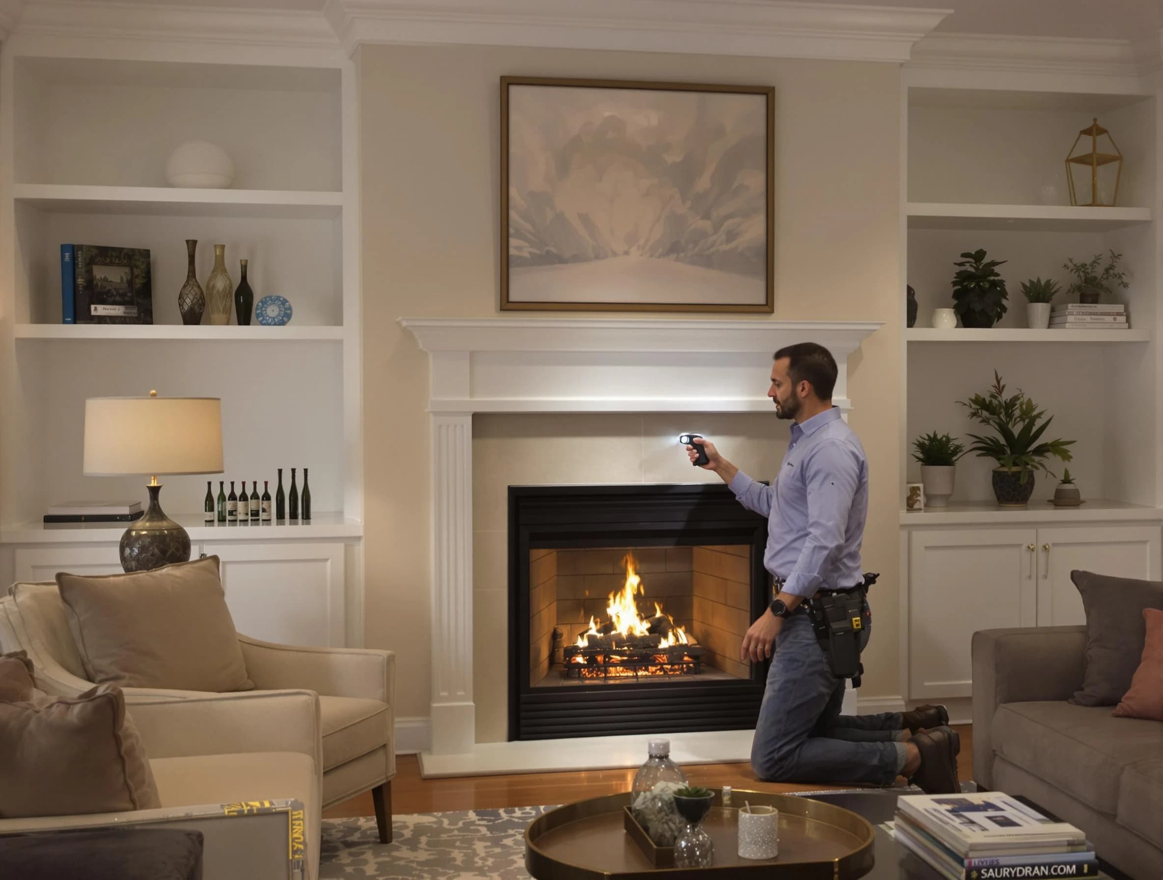 Gresham Park Chimney Sweep conducting a fireplace safety inspection in Gresham Park, GA