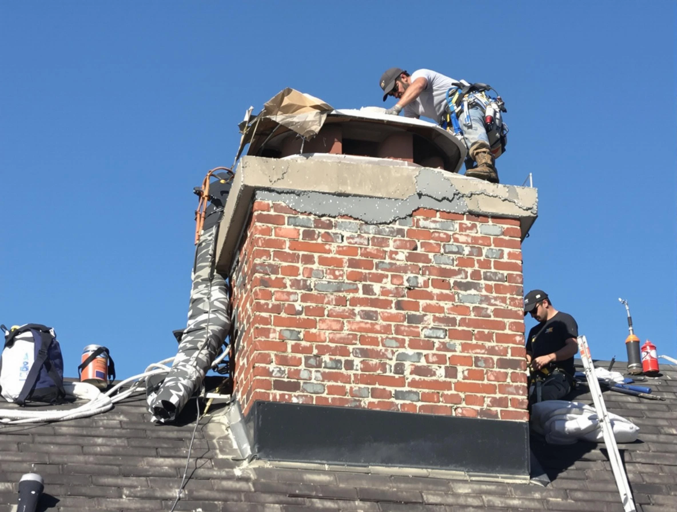 Gresham Park Chimney Sweep installing a custom chimney crown in Gresham Park, GA