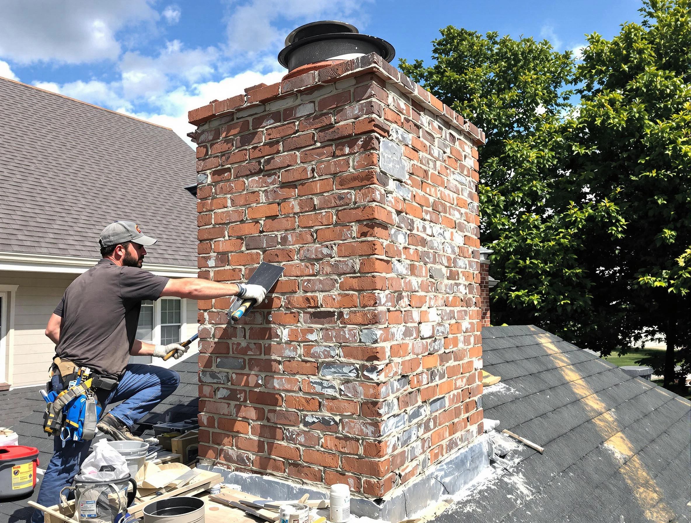 Completed chimney rebuild by Gresham Park Chimney Sweep in Gresham Park, GA